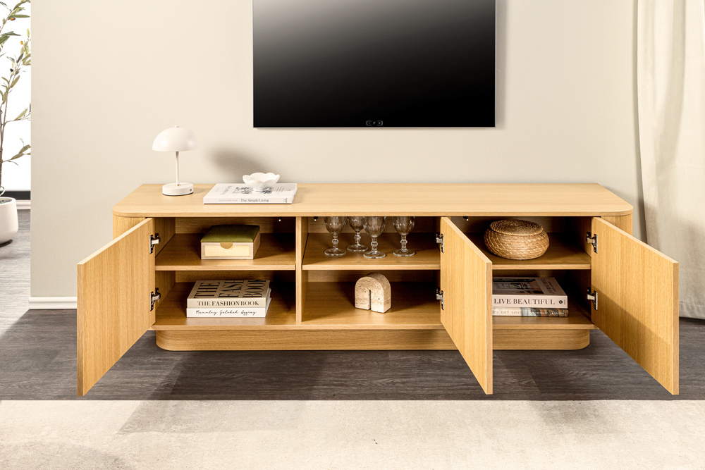 Modernes TV-Board VALHALLA WOOD 160cm natur Eichenholz Lowboard mit Stauraum