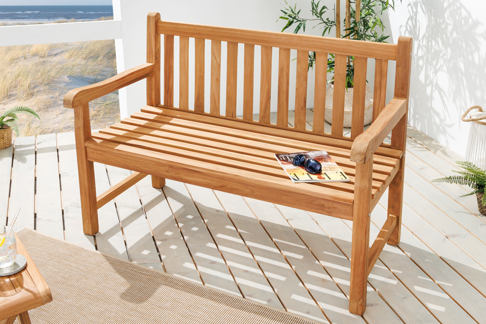 Outdoor Gartenbank EMPIRE TEAK 120cm natur Massivholz