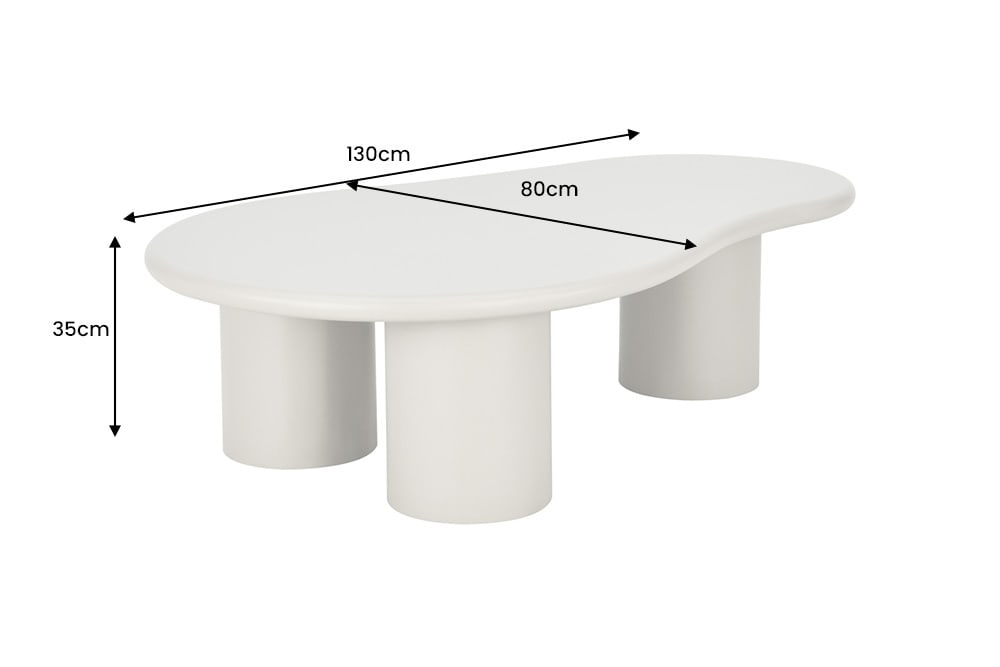 Stilvoller Couchtisch ORGANIKO 130cm cement greige organische Form