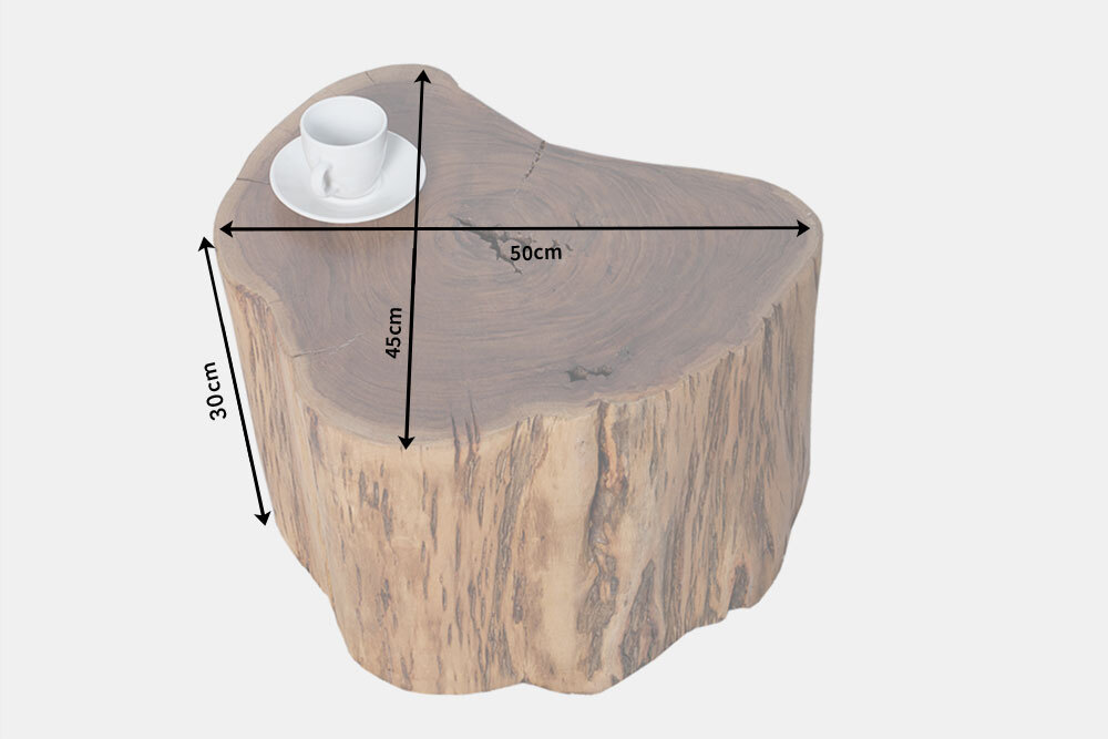 Massivholz Couchtisch GOA 50cm Akazie Baumstamm Hocker Beistelltisch handmade