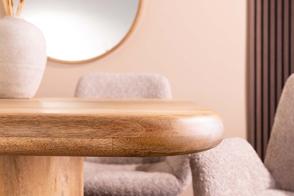 Massiver Esstisch ART DECO 240cm natur Mangoholz mit Säulenfüßen