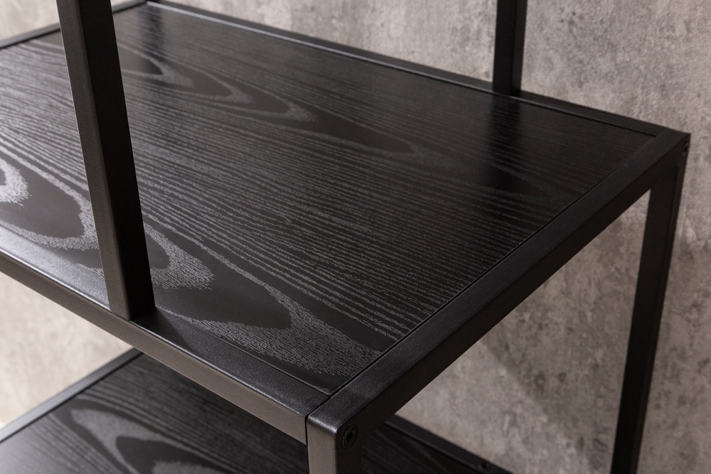 Industrial Bücherregal SLIM LINE 185cm Esche schwarz sechs Regalböden