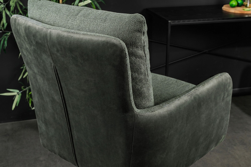 Drehbarer Design Barhocker BIG GEORGE grün Samt Taschenfederkern mit Armlehnen Metall