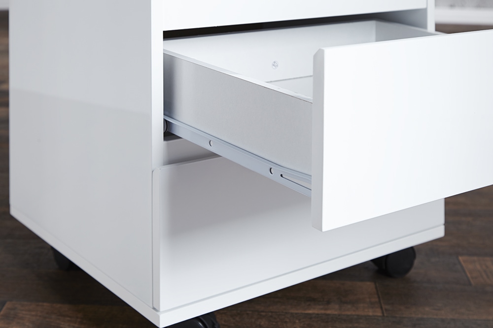 Moderner Rollcontainer BIG DEAL 45cm weiß Hochglanz 3 Schubladen