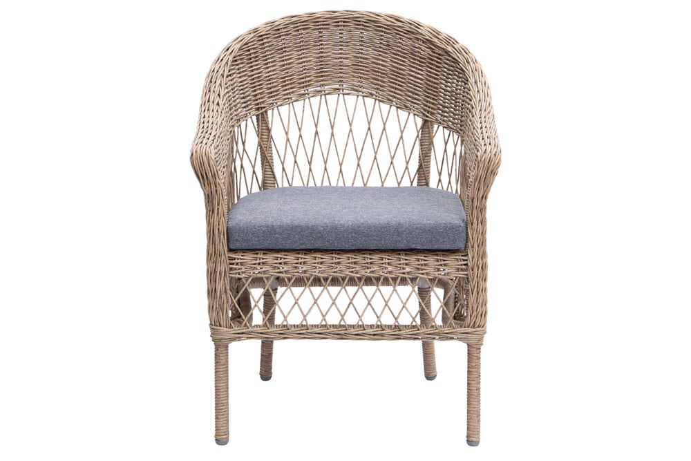 In- und Outdoor Garten-Set ELYSEE natur grau Polyrattan Aluminium inkl. Tisch Kissen