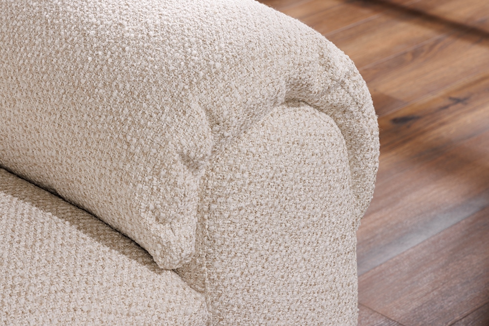 4-Sitzer Sofa SIXTH SENSE 245cm beige Bouclé-Strickstoff mit Nosagfederung und Daunenfedern
