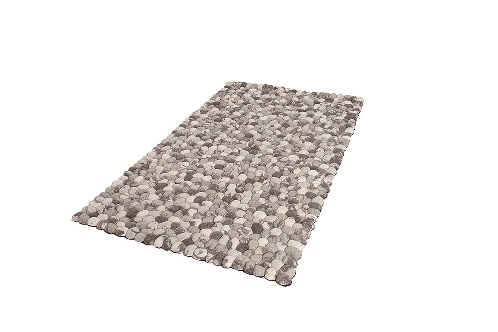 Handgewebter Schurwolle-Teppich ORGANIC LIVING 200x120cm grau Filz Steinoptik