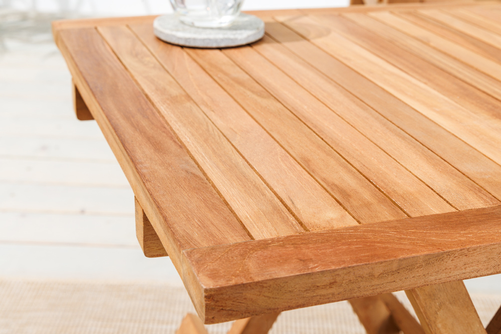 Massiver Gartenbeistelltisch EMPIRE TEAK 50cm natur Teakholz klappbar