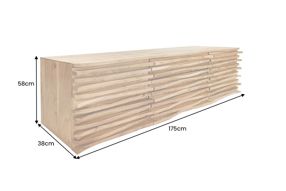 Hängendes Sideboard RELIEF 175cm natur Akazie Massivholz mit Schubladen