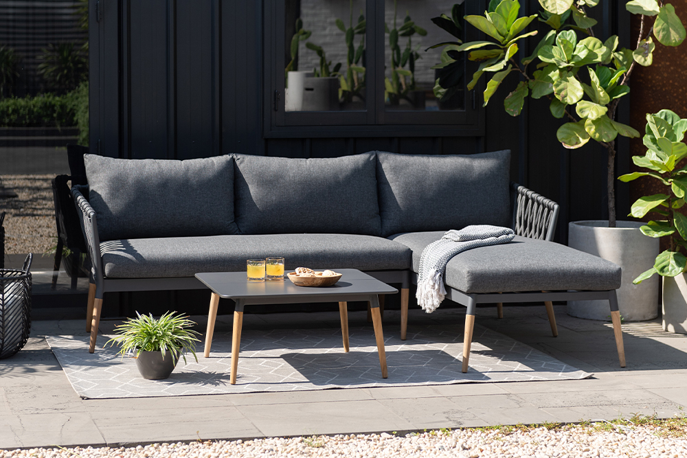 Outdoor Gartenlounge IPANEMA 240cm anthrazit Aluminium Teakholz wetterfest