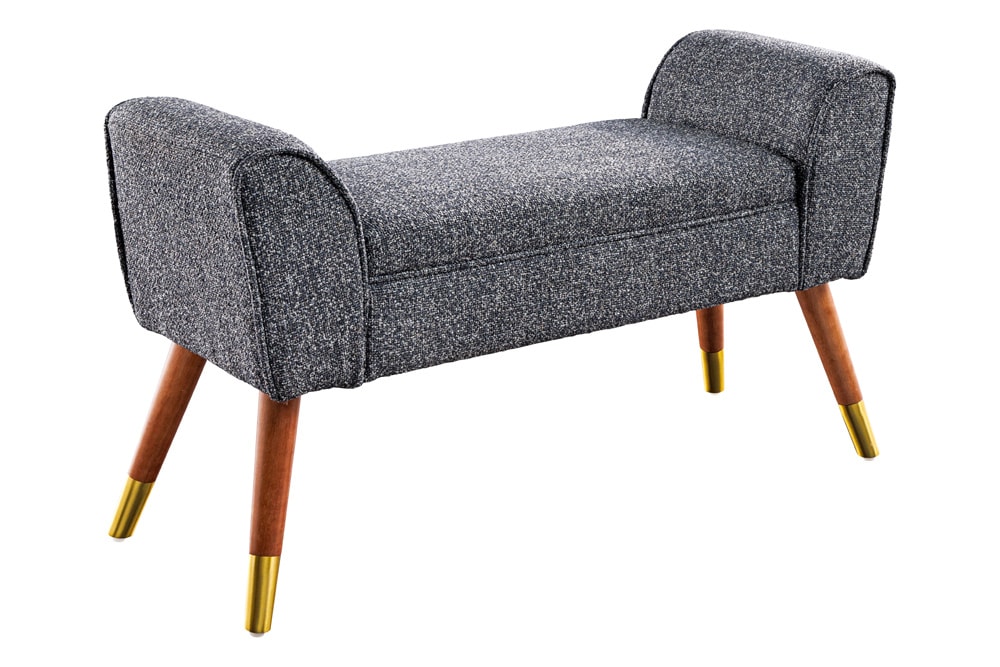 Retro Sitzbank SCARLETT 90cm anthrazit Bouclé mit Armlehnen