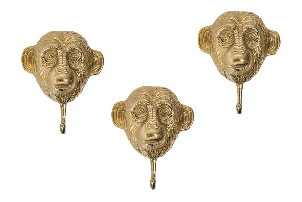 Extravagantes Kleiderhaken 3er Set THREE APES 25cm gold Handarbeit