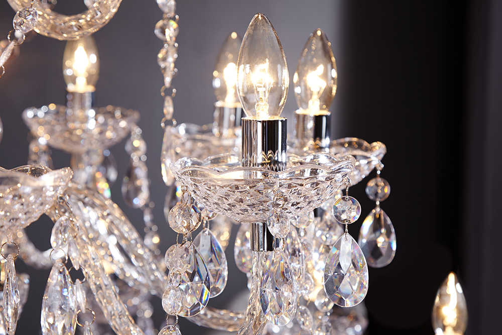 Design Kronleuchter CRYSTAL XXL 120cm klar Acryl 30-armig Kristall-Lampe Design Kronleuchter CRYSTAL XXL 120cm klar Acryl 30-armig Kristall-Lampe