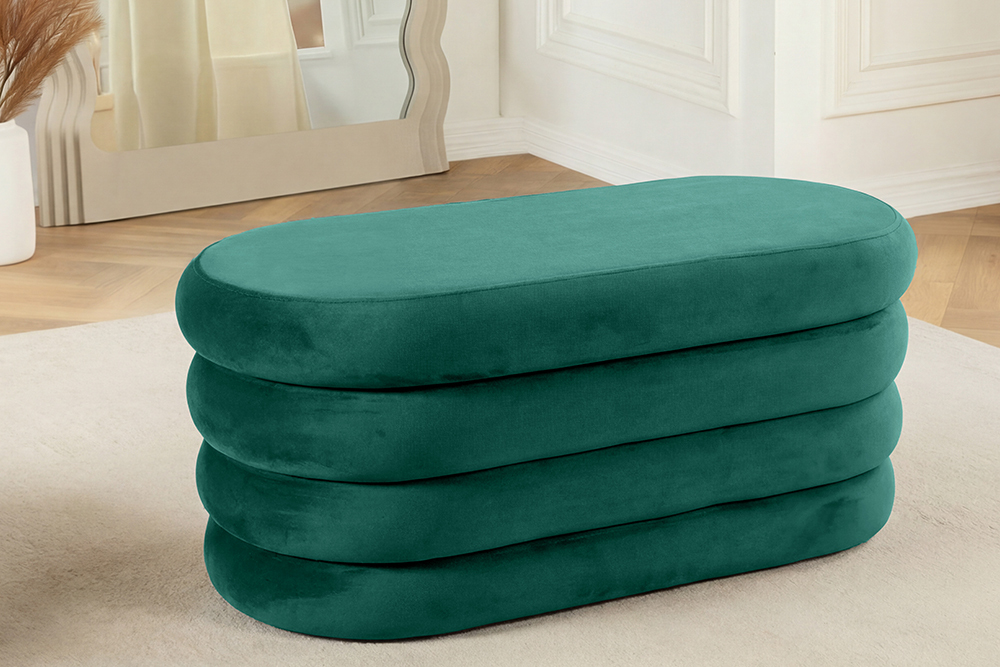 Extravagante Polsterbank VOGUE 85cm grün Samt Sitzbank mit Stauraum » Jetzt kaufen