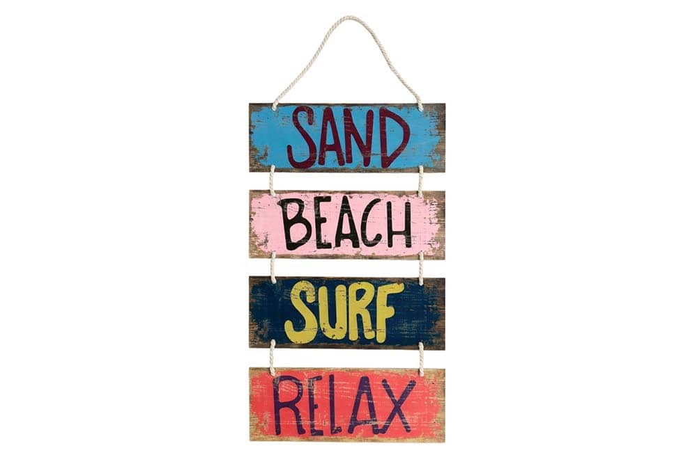 Maritimes Wandschild SURF & BEACH 110cm buntes Holzdesign Deko-Schild