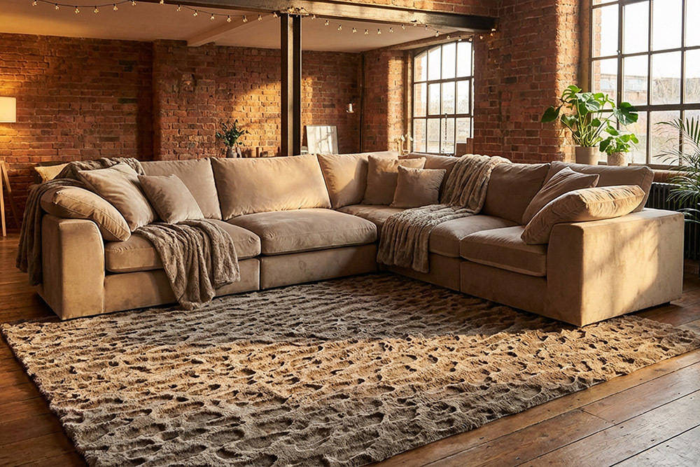 3D Hochflor Teppich DUNE 230x160cm taupe Hoch-Tief-Effekt