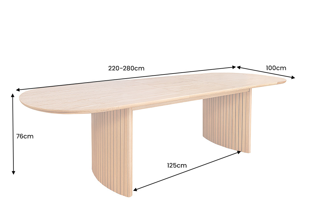 Ausziehbarer Esstisch VALHALLA WOOD 220-280cm natur Eichenholz