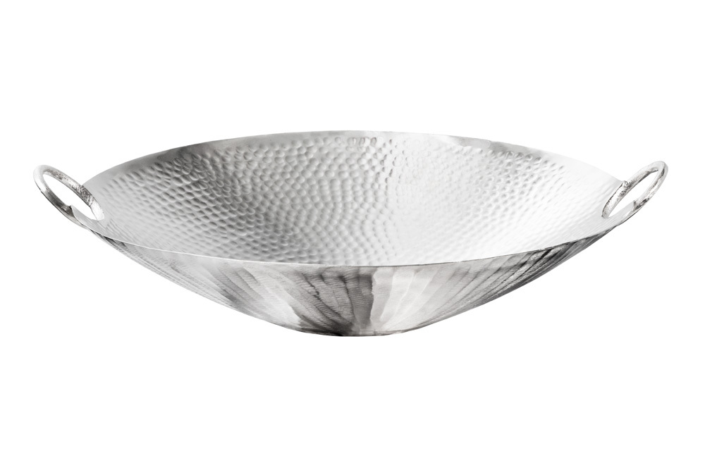 Handgearbeitete Deko Schale ORIENT 55cm silber Metall Hammerschlag Design