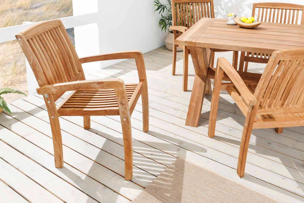 Massiver Gartenstuhl EMPIRE TEAK natur Teakholz stapelbar
