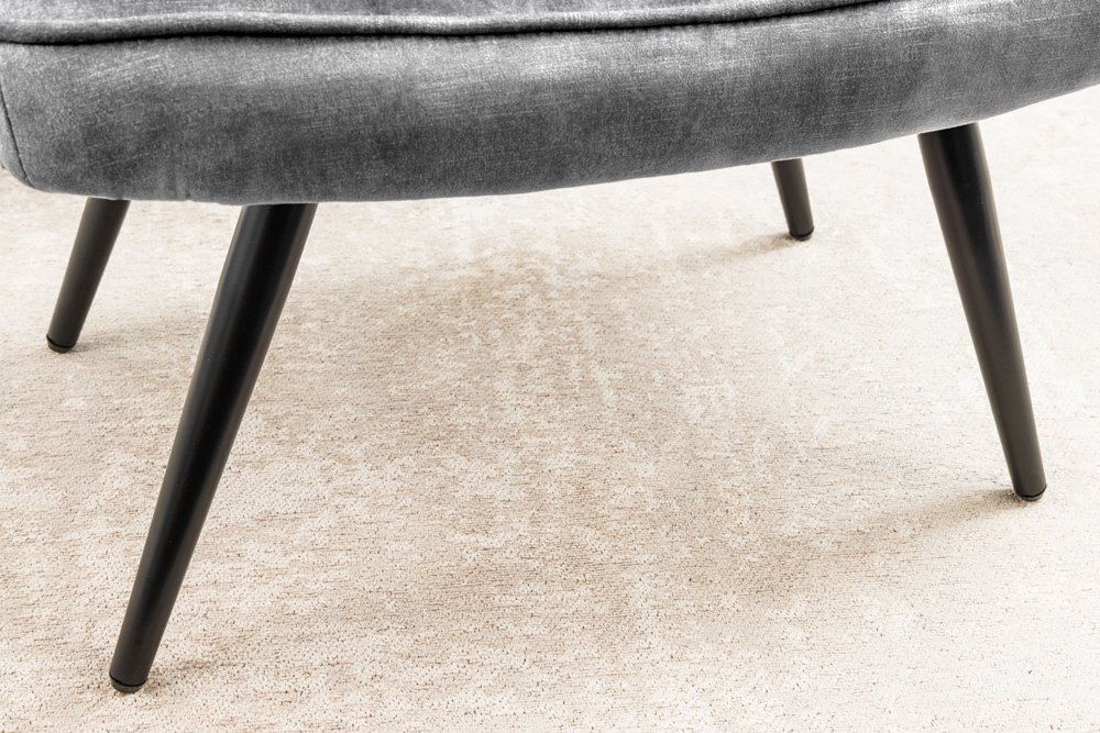 Moderner Hocker SCANDINAVIA grau Samt schwarze Metallbeine Fußhocker