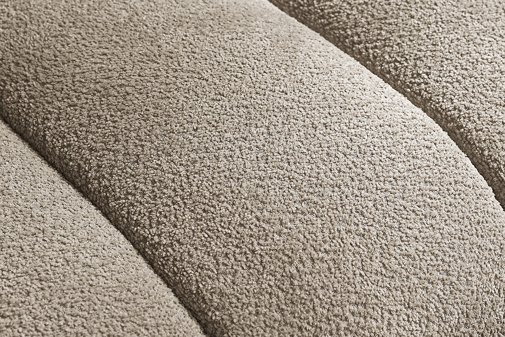 Moderner Hocker ADLON 100cm champagner greige Bouclé Federkern Fußhocker Sitzhocker