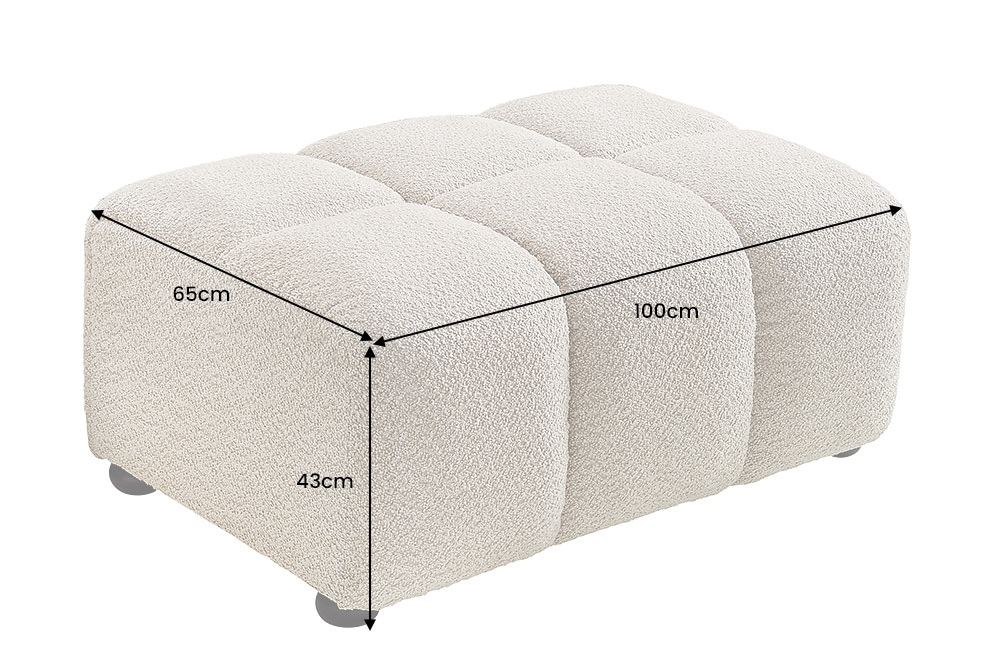 Moderner Hocker CLOUD 100cm champagner greige Bouclé Federkern Fußhocker Sitzhocker