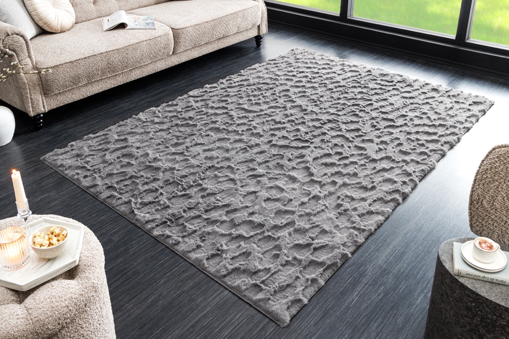 3D Hochflor Teppich DUNE 230x160cm anthrazit Hoch-Tief-Effekt