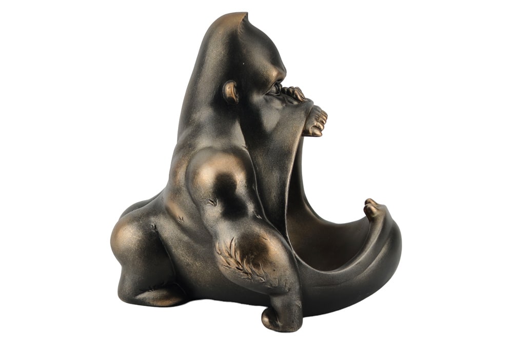 Deko-Figur KING APE 25cm bronze mit Ablagefach handmade Schale