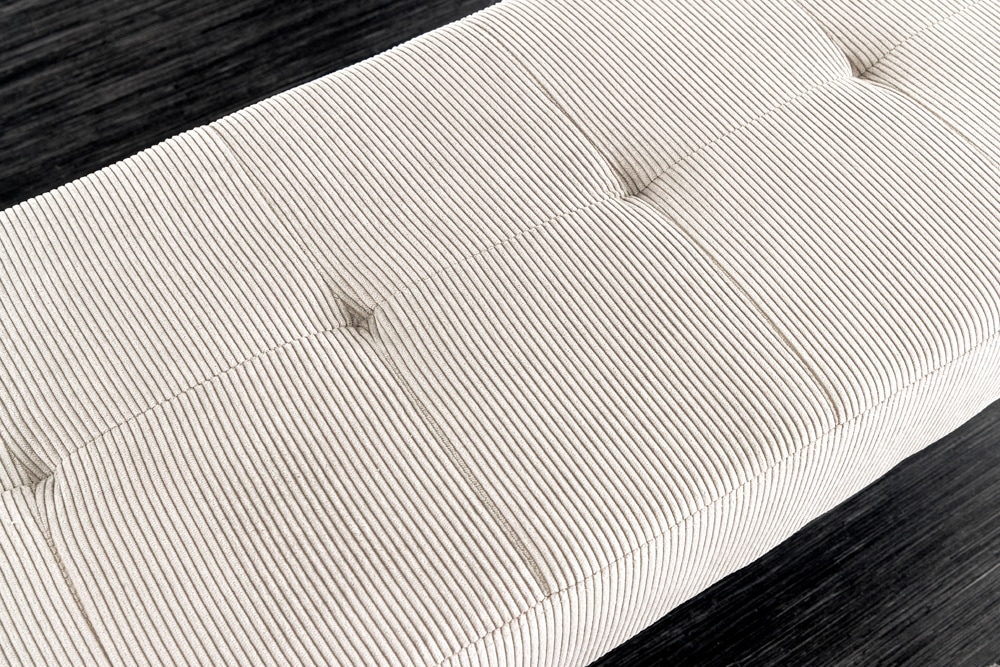 Design Sitzbank BOUTIQUE 100cm beige Cord schwarze Metallbeine Polsterbank