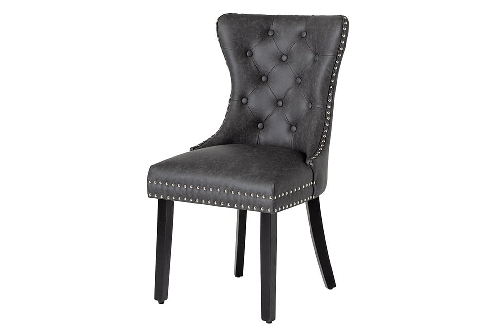 Chesterfield Stuhl CASTLE schwarz Kunstleder Massivholz mit Komfortgriff » Jetzt kaufen