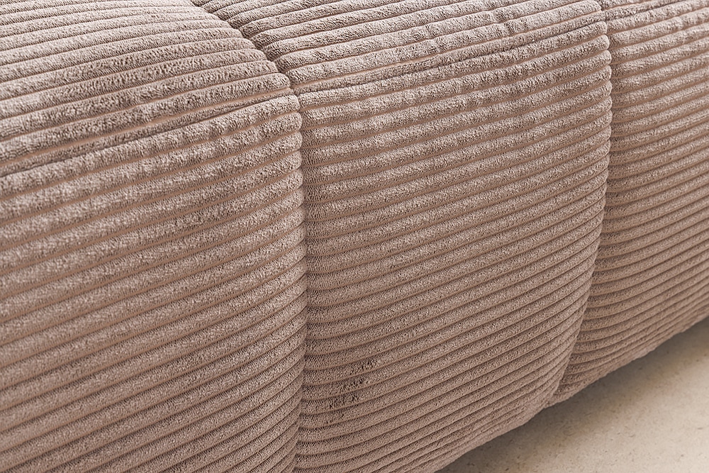 Modernes Ecksofa ZERO GRAVITY 240cm greige Cord 3-Sitzer Couch L-Form