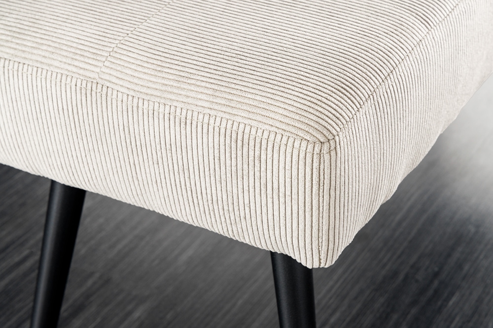 Design Sitzbank BOUTIQUE 100cm beige Cord schwarze Metallbeine Polsterbank