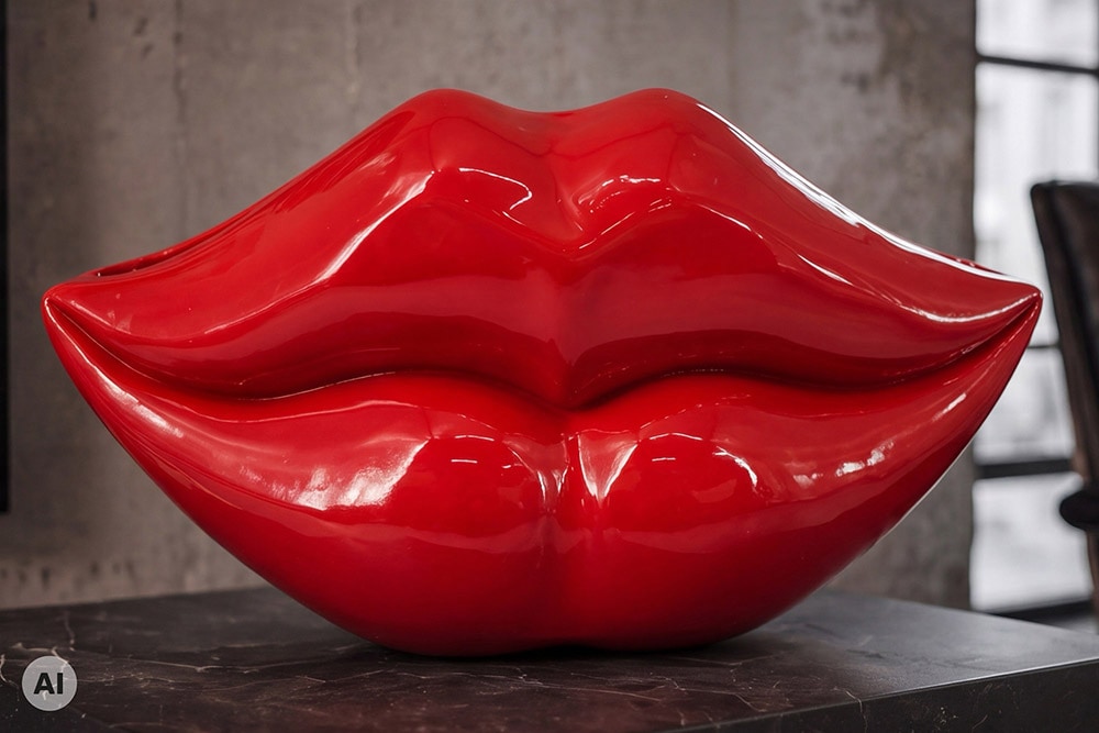 Extravagante Deko-Vase LIP 40cm rot handmade Hochglanz