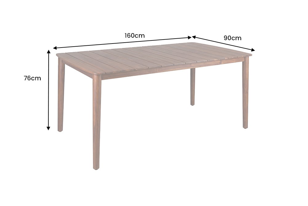 Wetterfester Gartentisch KOPENHAGEN 160cm braun Akazie honey finish Massivholz Outdoor