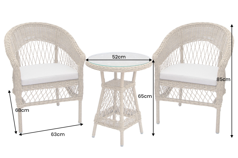 In- und Outdoor Garten-Set ELYSEE natur taupe Polyrattan Aluminium inkl. Tisch Kissen