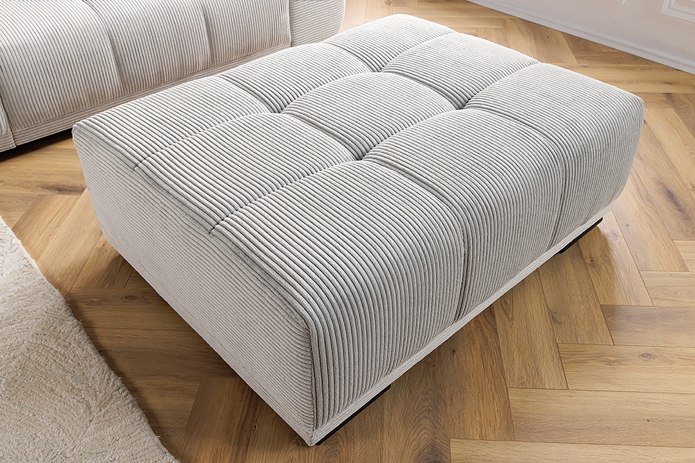 Moderner Hocker ELEGANCIA 110cm champagner beige Cord Fußhocker Sitzhocker Moderner Hocker ELEGANCIA 110cm champagner beige Cord Fußhocker Sitzhocker