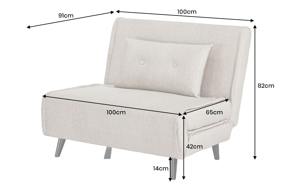 Schlafsessel SMART MULTIFUNCTION 100cm champagner beige Vogue Seiden Samtstoff