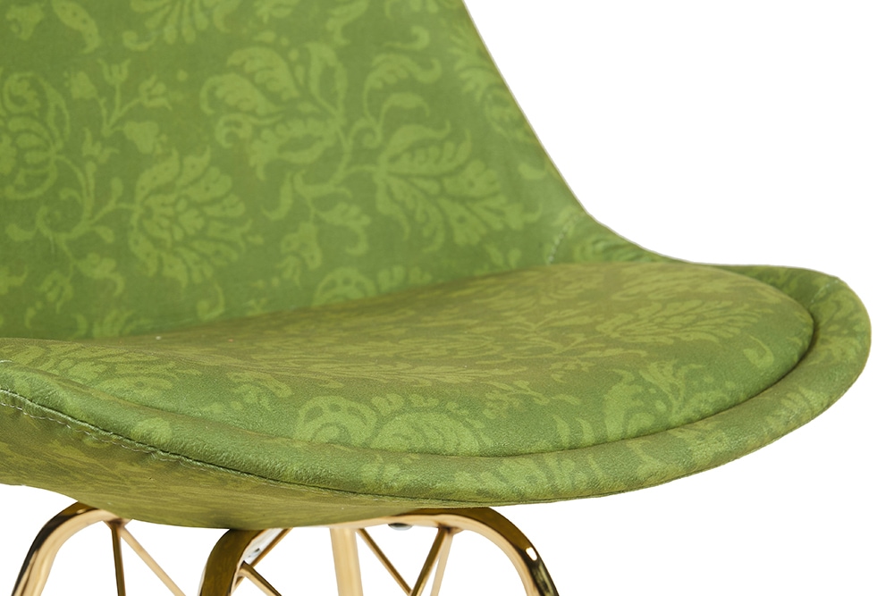 Design Stuhl SCANDINAVIA MEISTERSTÜCK grün Chenille gold Metall