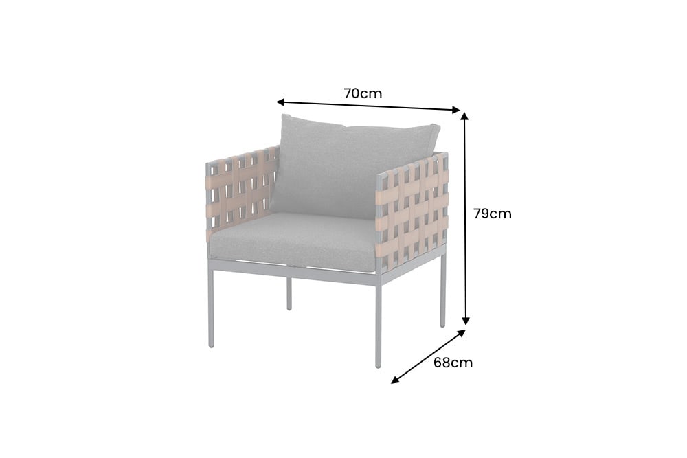 In- und Outdoor Lounge-Sessel UNIQUE 70cm schwarz braun grau Aluminium inkl. Kissen