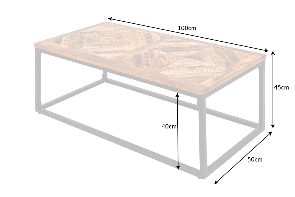 Massiver Couchtisch INFINITY HOME 100cm Mangoholz Industrial Design