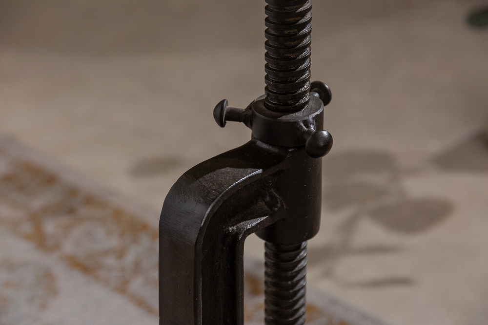 Höhenverstellbarer Beistelltisch ENGINEER 30cm Mangoholz Industrial Design massiv rund Eisen