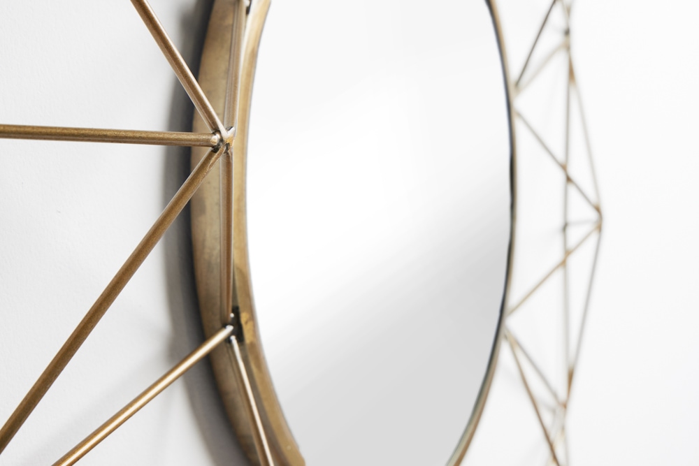 Handgearbeiteter Spiegel DIAMOND XL 90cm messing aus Eisen im Retro Design