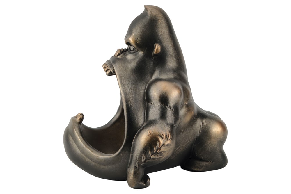 Deko-Figur KING APE 25cm bronze mit Ablagefach handmade Schale
