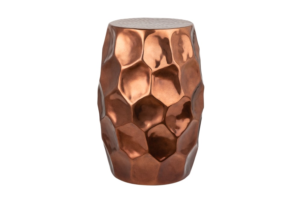 Handgefertigter Beistelltisch ORGANIC ORIENT 50cm kupfer Metall Hammerschlag Design Waben rund