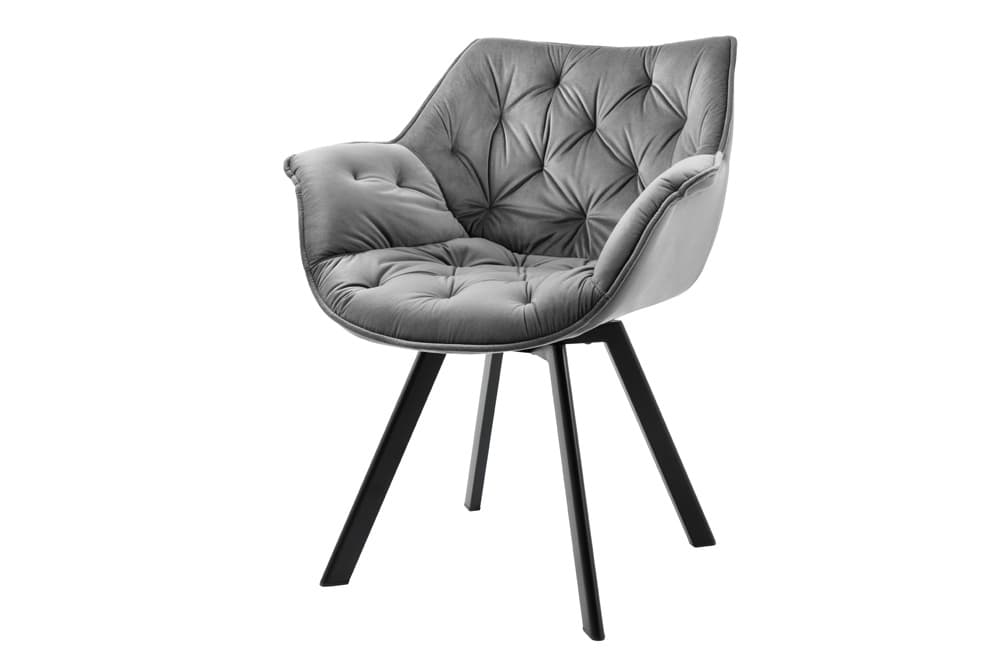Drehbarer Stuhl THE DUTCH COMFORT Samt grau mit Armlehnen Modern Design