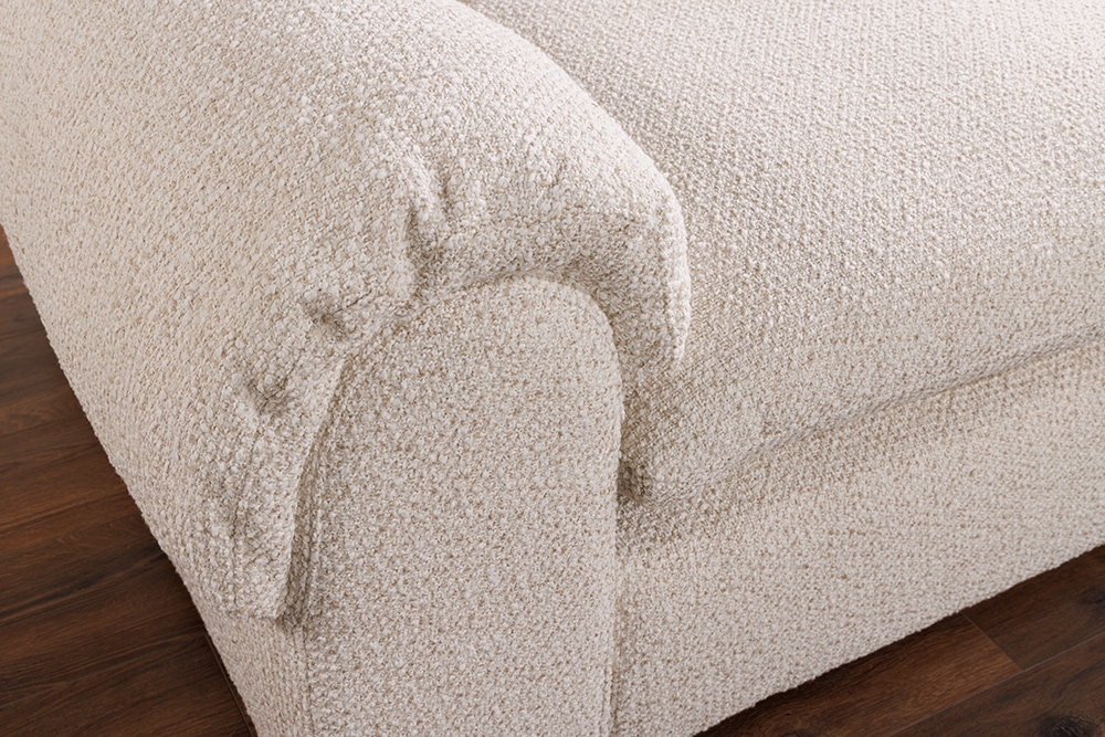 4-Sitzer Sofa SIXTH SENSE 245cm beige Bouclé-Strickstoff mit Nosagfederung und Daunenfedern