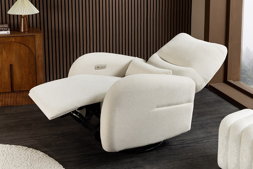 Elektrischer Kinosessel PRIORITY beige inkl. Kissen 360° drehbar mit USB-Anschluss