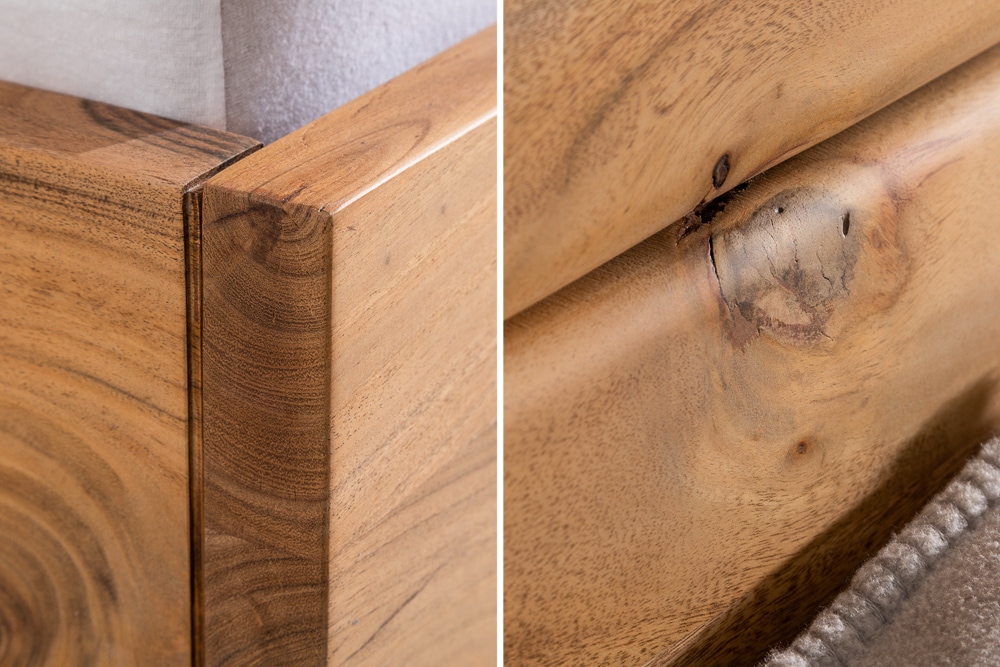 Massivholz Bett AMAZONAS 180x200cm Akazie Baumkante natur Doppelbett
