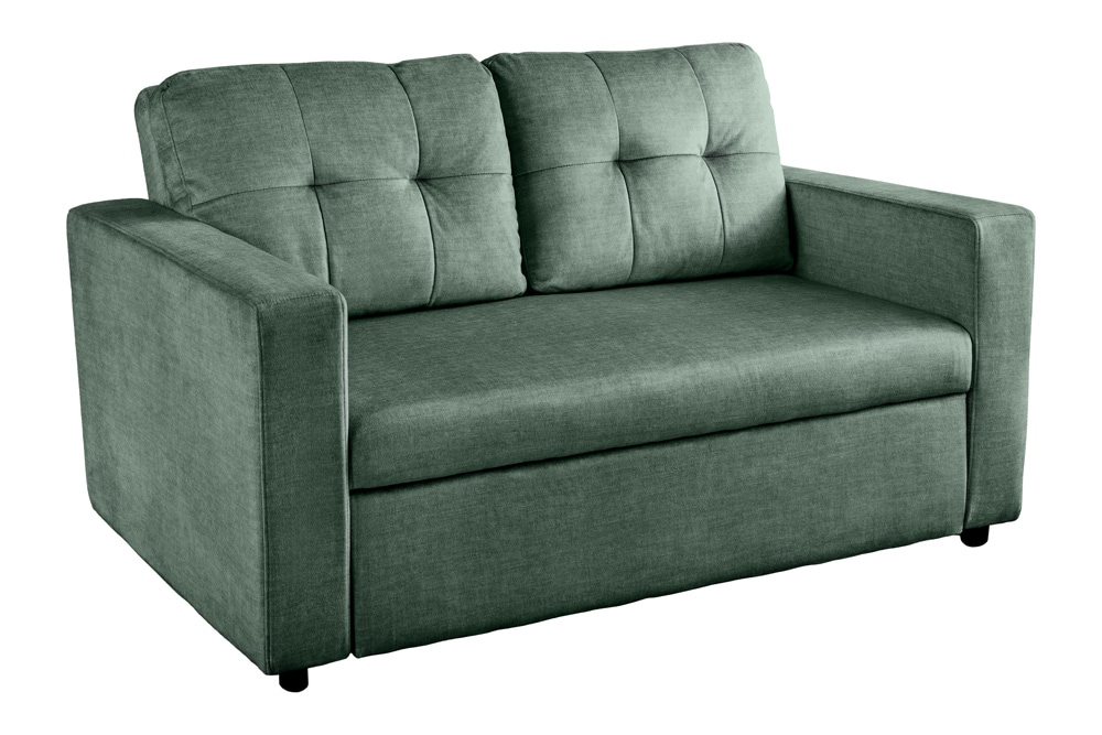 Sofa mit Schlaffunktion SMART moosgrün hochwertiger Vogue Seiden Samtstoff