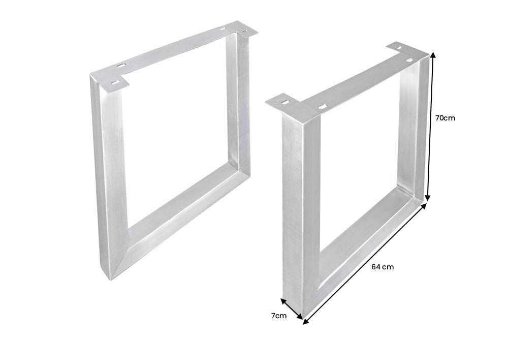 2er Set Tischgestell U-FRAME 70cm Edelstahl gebürstet matt Tischbeine Kufe Esstisch
